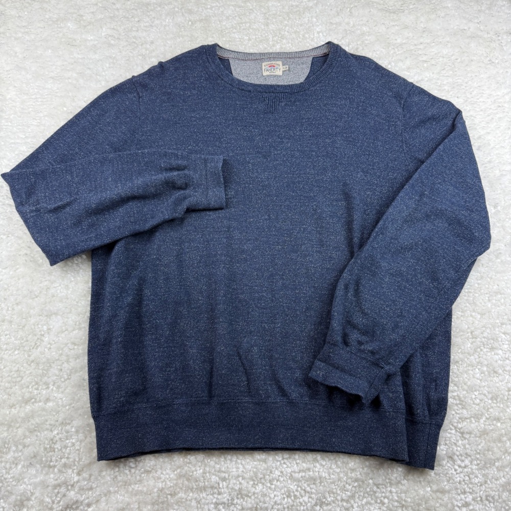 Faherty Sweater Men XL Blue Cotton Cashmere Crewneck MYF2021NHT